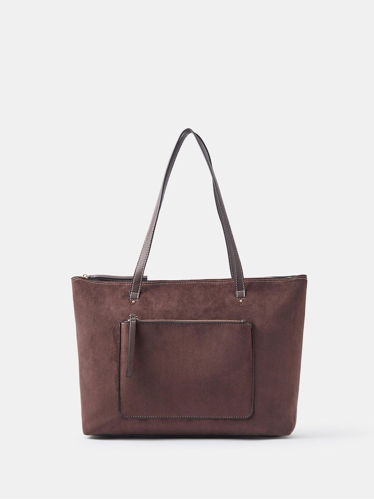 Accessorize Brown Rachel Zip Front Laptop Tote Bag - Image 1 of 4 Accessorize Brown Rachel Zip Front Laptop Tote Bag - Image 1 of 4