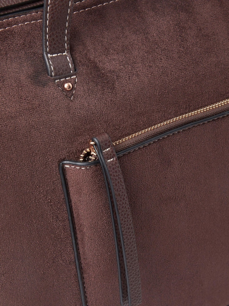 Accessorize Brown Rachel Zip Front Laptop Tote Bag - Image 2 of 4 Accessorize Brown Rachel Zip Front Laptop Tote Bag - Image 2 of 4