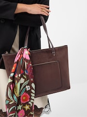 Accessorize Brown Rachel Zip Front Laptop Tote Bag - Image 4 of 4