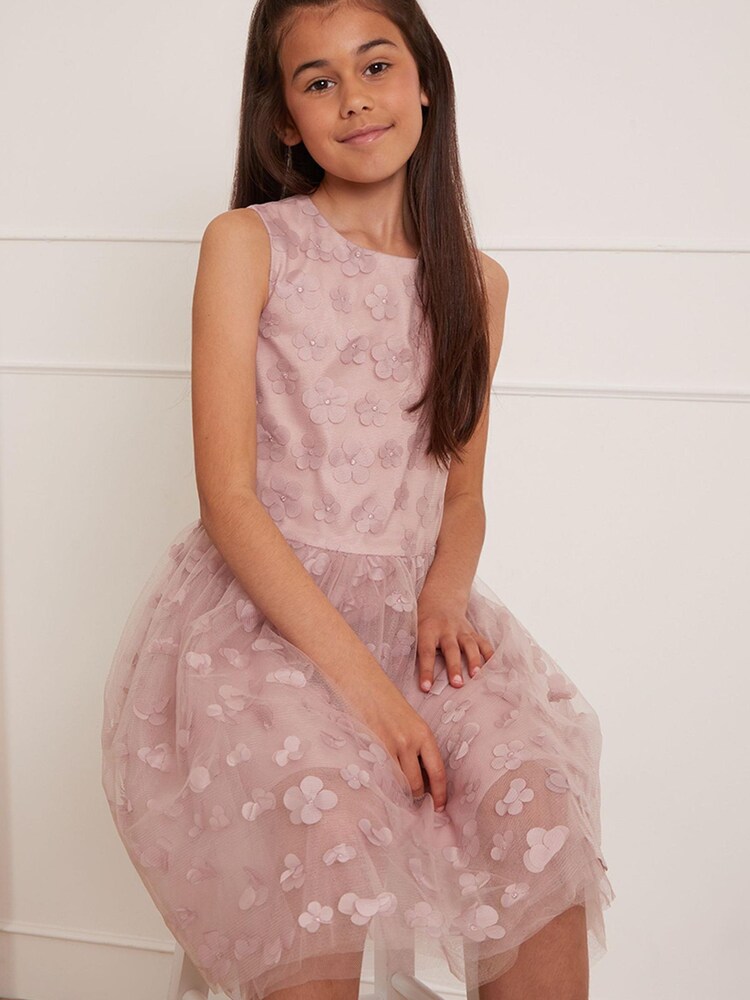 Chi Chi London Pink Floral Embroidered Midi Dress - Older Girls - Image 4 of 4