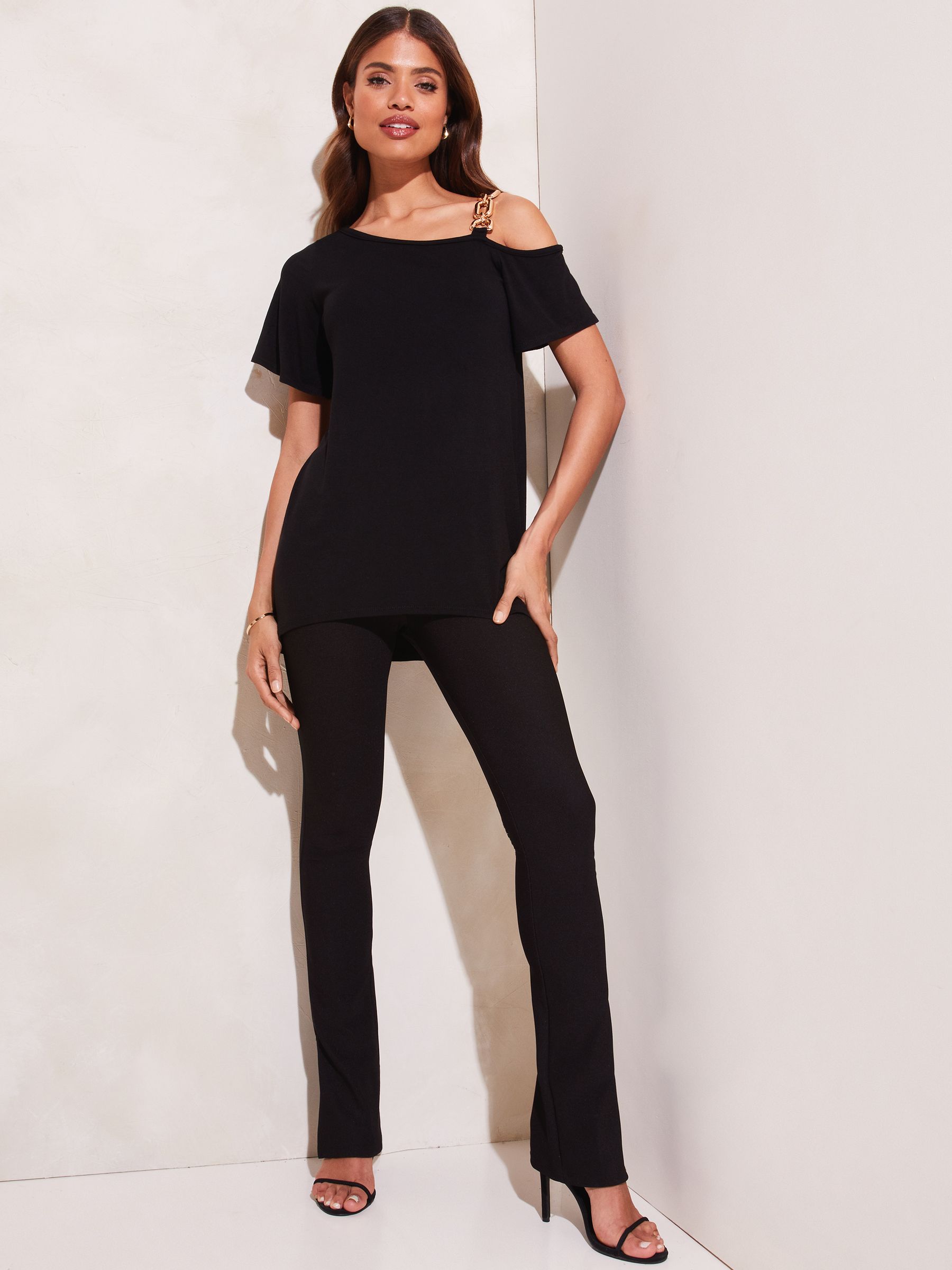 Buy Lipsy Black Chain One Shoulder Short Sleeve Tunic from