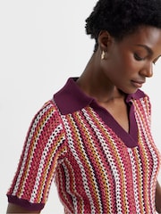 JD Williams Pink Stripe Knitted Short Sleeve Jumper - Image 4 of 4
