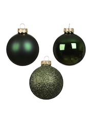 Decoris Pine Green Set of 45 Glass Christmas Baubles - Image 2 of 3