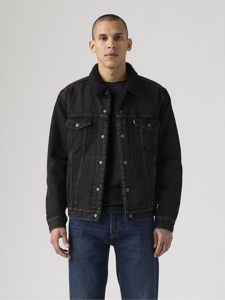 Levi's® Black Type Iii Sherpa Trucker Jacket - Image 1 of 5 Levi's® Black Type Iii Sherpa Trucker Jacket - Image 1 of 5