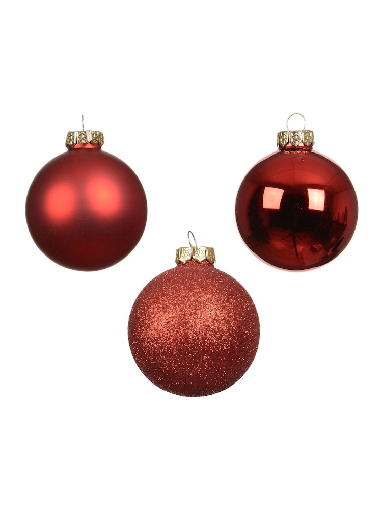 Decoris Oxblood Set of 45 Glass Christmas Baubles - Image 2 of 3 Decoris Oxblood Set of 45 Glass Christmas Baubles - Image 2 of 3