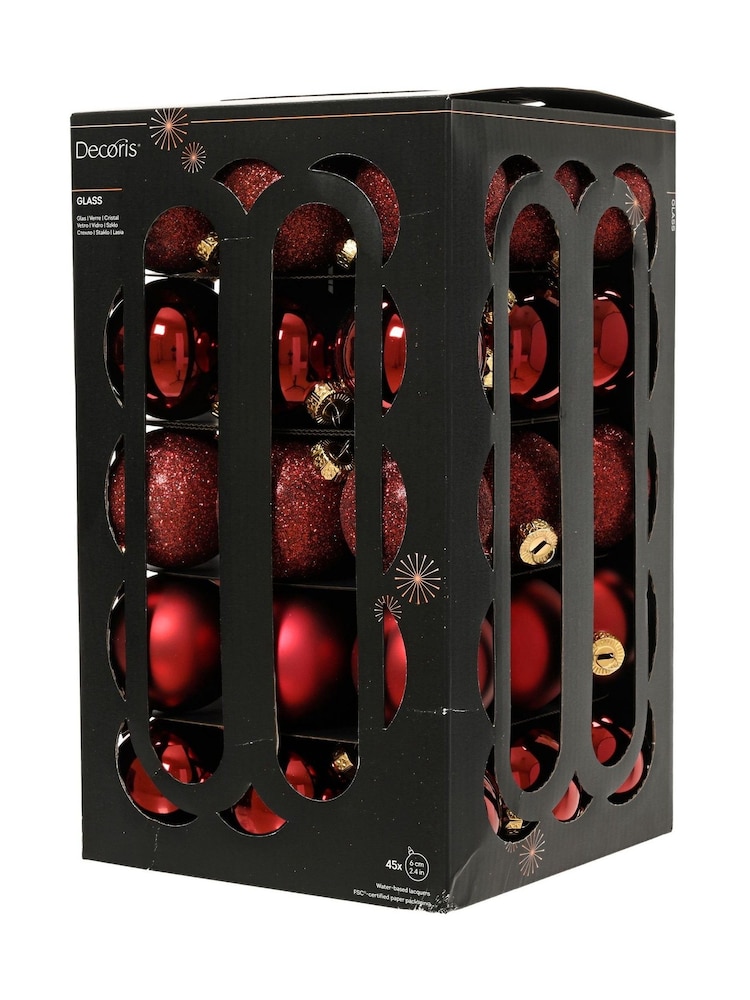 Decoris Oxblood Set of 45 Glass Christmas Baubles - Image 3 of 3 Decoris Oxblood Set of 45 Glass Christmas Baubles - Image 3 of 3