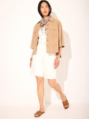 Mint Velvet Natural Suede Oversized Shirt - Image 3 of 7