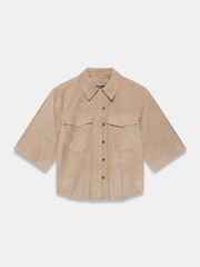 Mint Velvet Natural Suede Oversized Shirt - Image 6 of 7