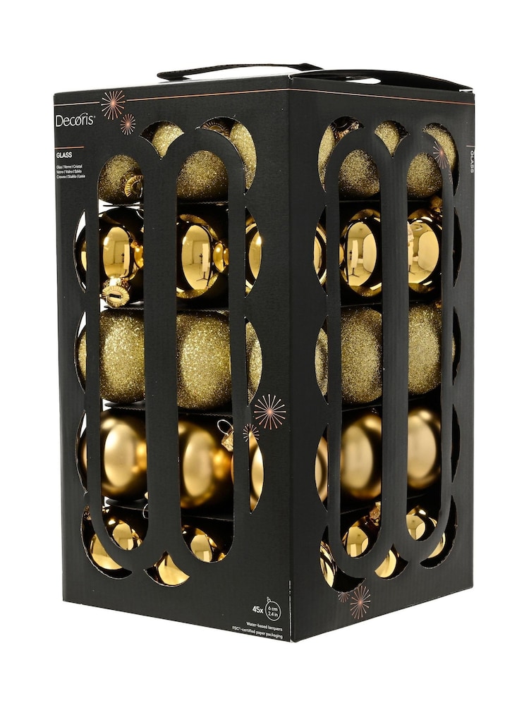Decoris Light Gold Tone Set of 45 Glass Christmas Baubles - Image 3 of 3 Decoris Light Gold Tone Set of 45 Glass Christmas Baubles - Image 3 of 3