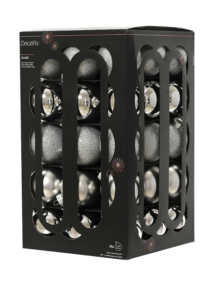 Decoris Silver Tone Set of 45 Glass Christmas Baubles - Image 3 of 3 Decoris Silver Tone Set of 45 Glass Christmas Baubles - Image 3 of 3