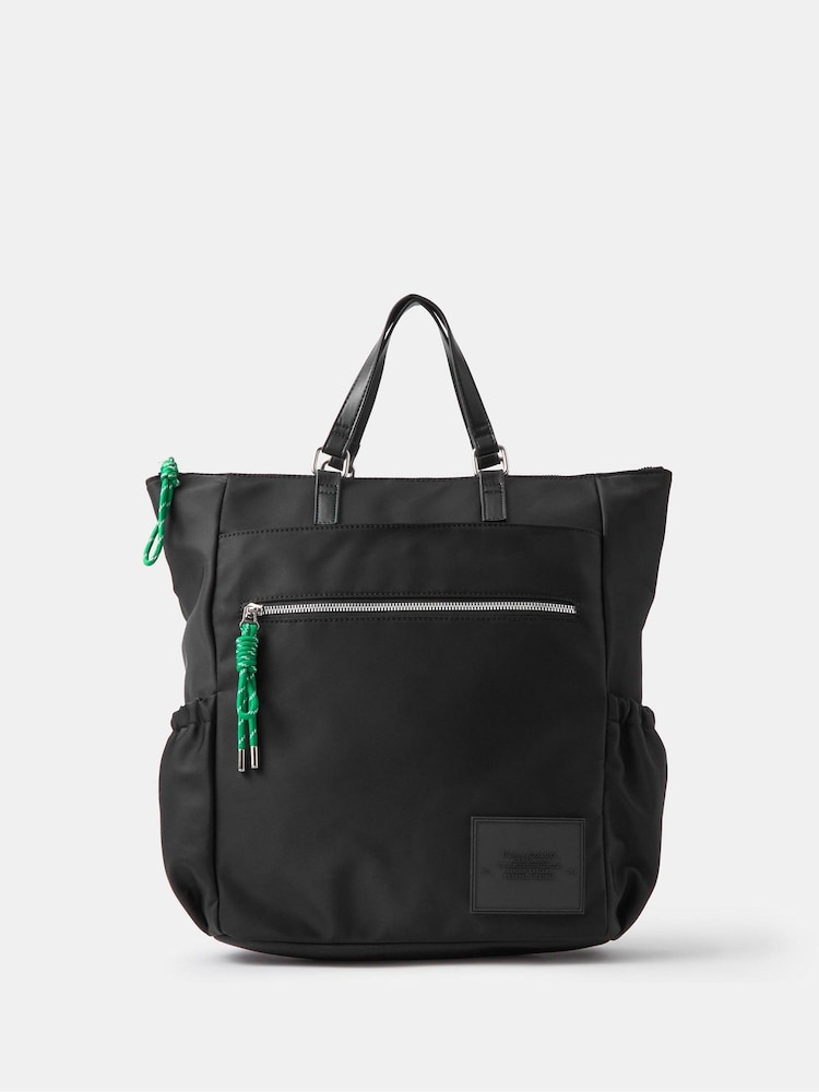 Accessorize Black Olivia Top Handle Nylon Laptop Backpack - Image 2 of 4 Accessorize Black Olivia Top Handle Nylon Laptop Backpack - Image 2 of 4