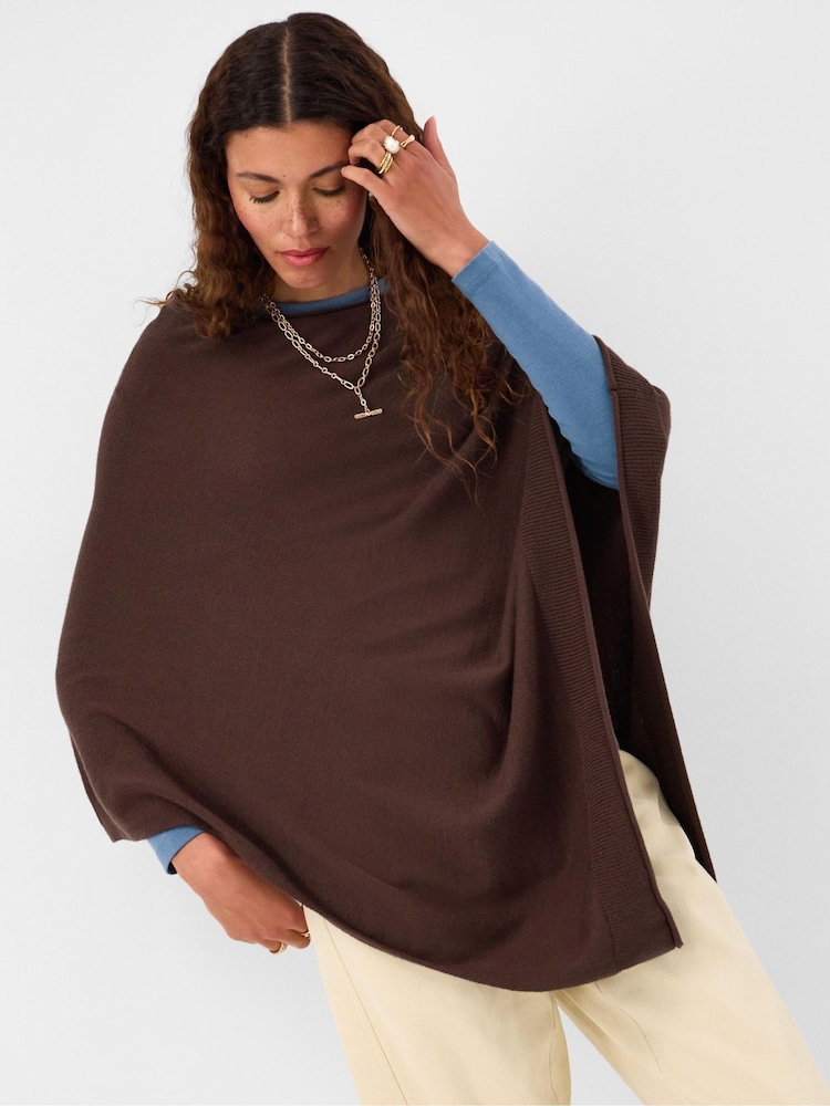 Accessorize Brown Knit Poncho - Image 1 of 4 Accessorize Brown Knit Poncho - Image 1 of 4