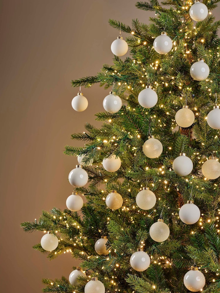 Decoris Wool White Set of 45 Glass Christmas Baubles - Image 1 of 3 Decoris Wool White Set of 45 Glass Christmas Baubles - Image 1 of 3