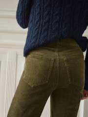 BHOEM Olive Green Five Pockets Corduroy Flare Trousers - Image 3 of 4