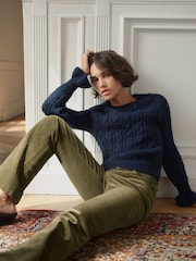 BHOEM Olive Green Five Pockets Corduroy Flare Trousers - Image 4 of 4