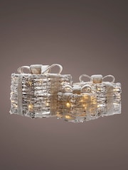Lumineo Set of 3 Natural Warm White LED Rattan Effect Christmas Present Decorations - Image 3 of 4