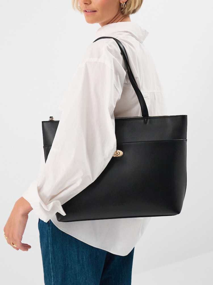 Accessorize Black Twistlock Laptop Tote Bag - Image 4 of 4