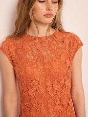 Mint Velvet Orange Lace Midi Dress - Image 5 of 7
