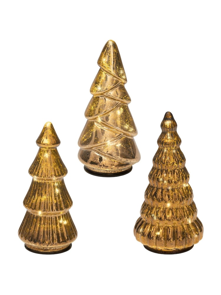 Lumineo Set of 3 Brown Warm White Gold LED Glass Christmas Tree Decorations - Image 2 of 3 Lumineo Set of 3 Brown Warm White Gold LED Glass Christmas Tree Decorations - Image 2 of 3