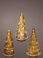 Lumineo Set of 3 Brown Warm White Gold LED Glass Christmas Tree Decorations - Image 3 of 3