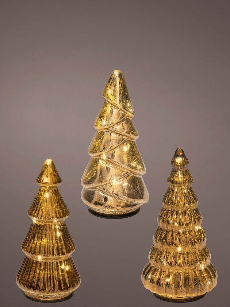 Lumineo Set of 3 Brown Warm White Gold LED Glass Christmas Tree Decorations - Image 3 of 3 Lumineo Set of 3 Brown Warm White Gold LED Glass Christmas Tree Decorations - Image 3 of 3