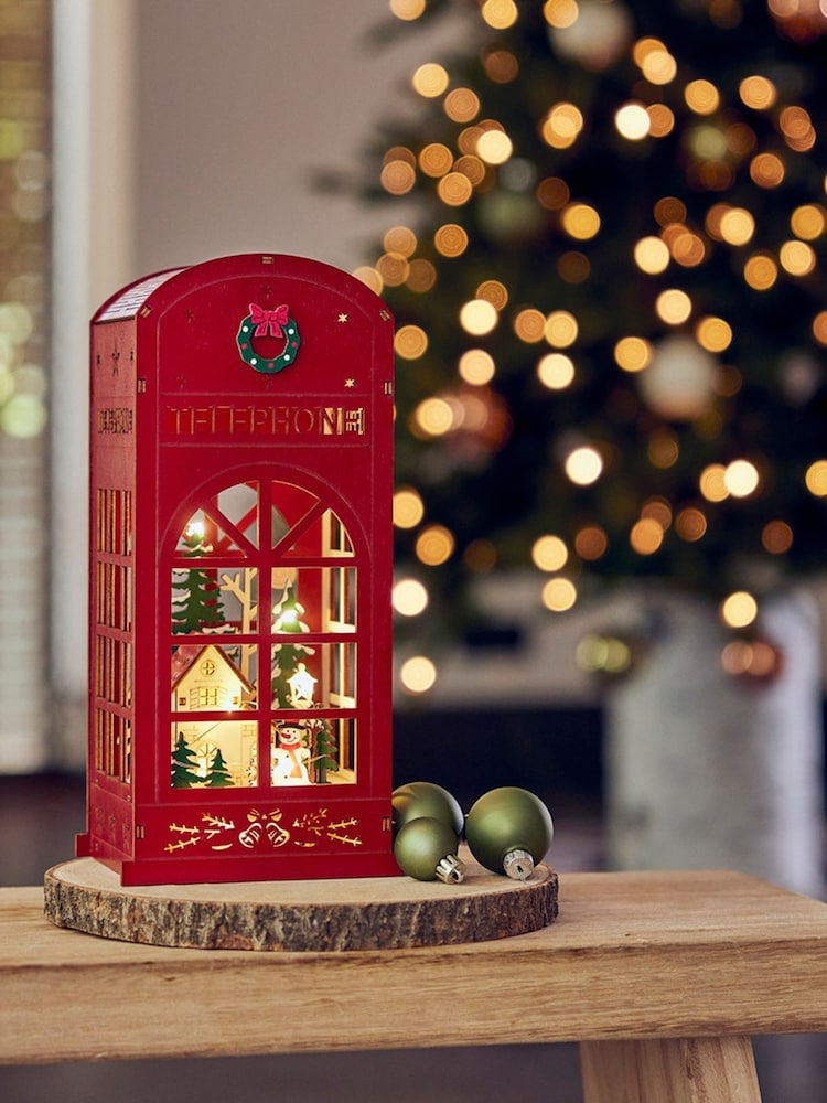 Lumineo Warm White LED Wooden Telephone Box Christmas Decoration - Image 2 of 3 Lumineo Warm White LED Wooden Telephone Box Christmas Decoration - Image 2 of 3