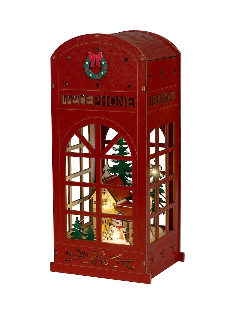 Lumineo Warm White LED Wooden Telephone Box Christmas Decoration - Image 3 of 3 Lumineo Warm White LED Wooden Telephone Box Christmas Decoration - Image 3 of 3