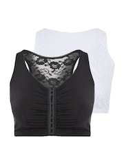 Yours Black Curve 2 Pack Front Fastening Bra - Image 9 of 9