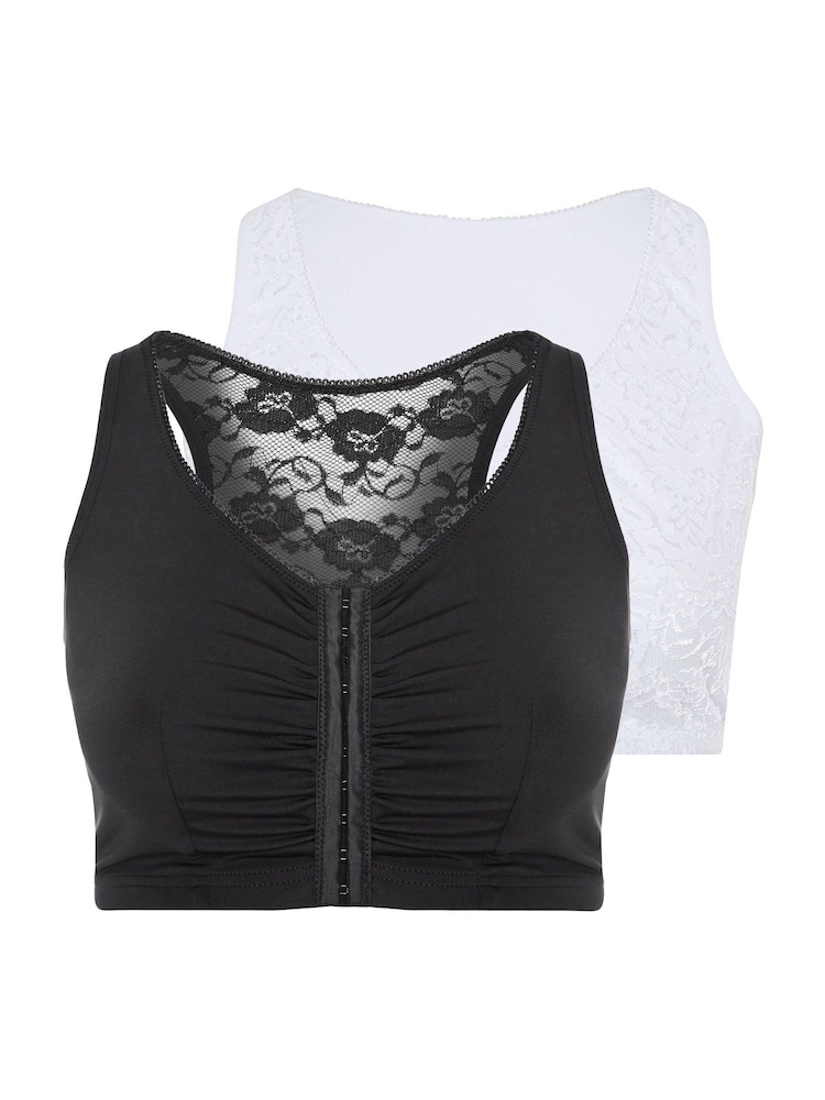 Yours Black Curve 2 Pack Front Fastening Bra - Image 9 of 9