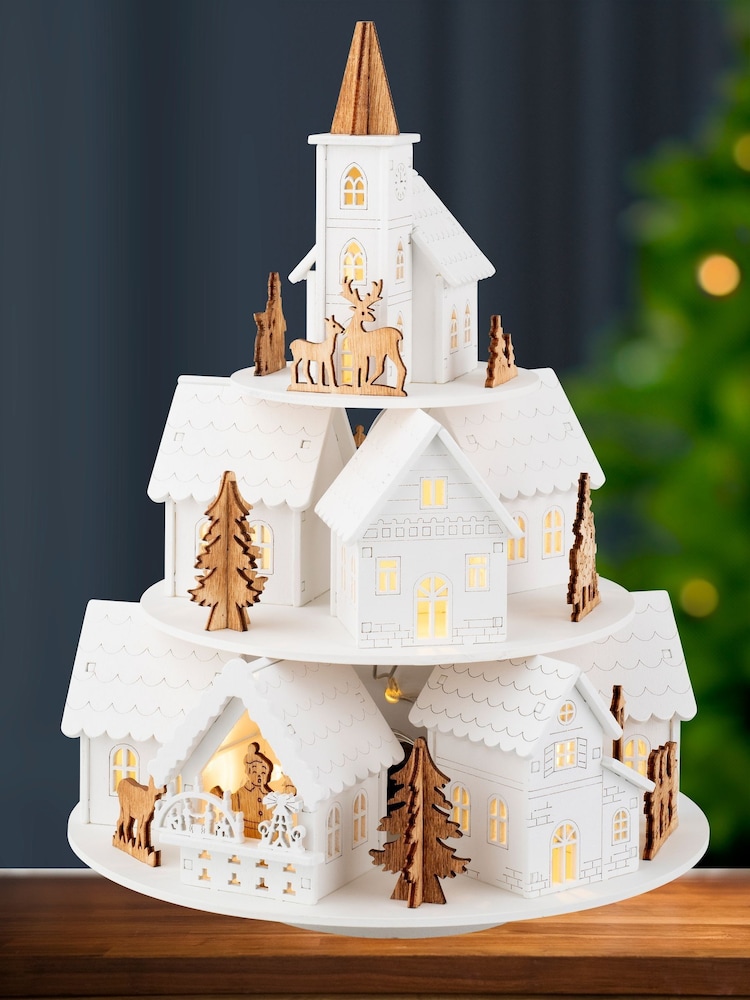 Lumineo Natural Warm White LED Wooden Spinning Church Decoration With Sound - Image 2 of 3