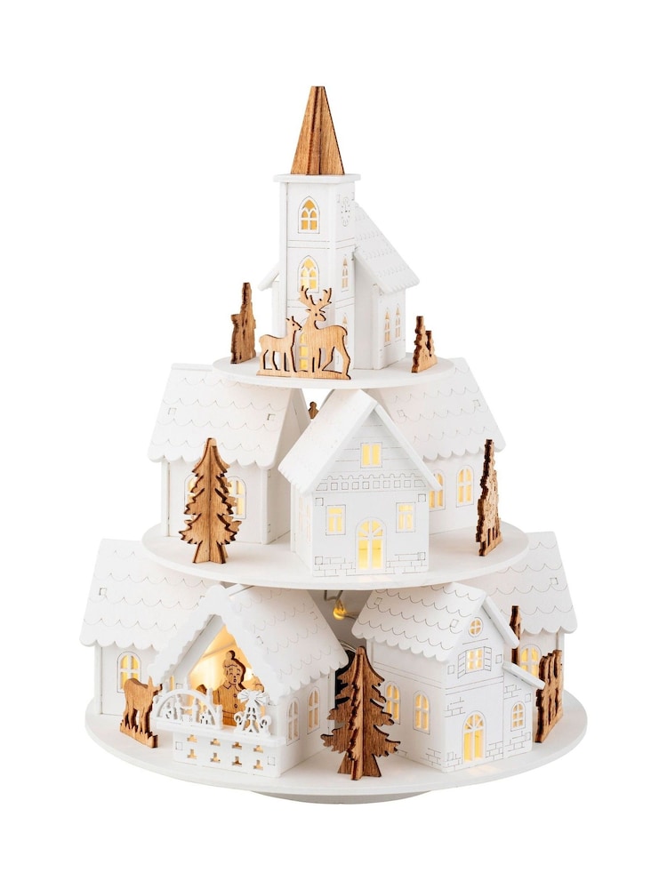 Lumineo Natural Warm White LED Wooden Spinning Church Decoration With Sound - Image 3 of 3