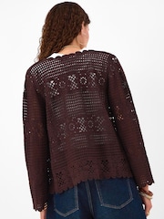 Accessorize Brown Crochet Tie Front Cardigan - Image 2 of 4