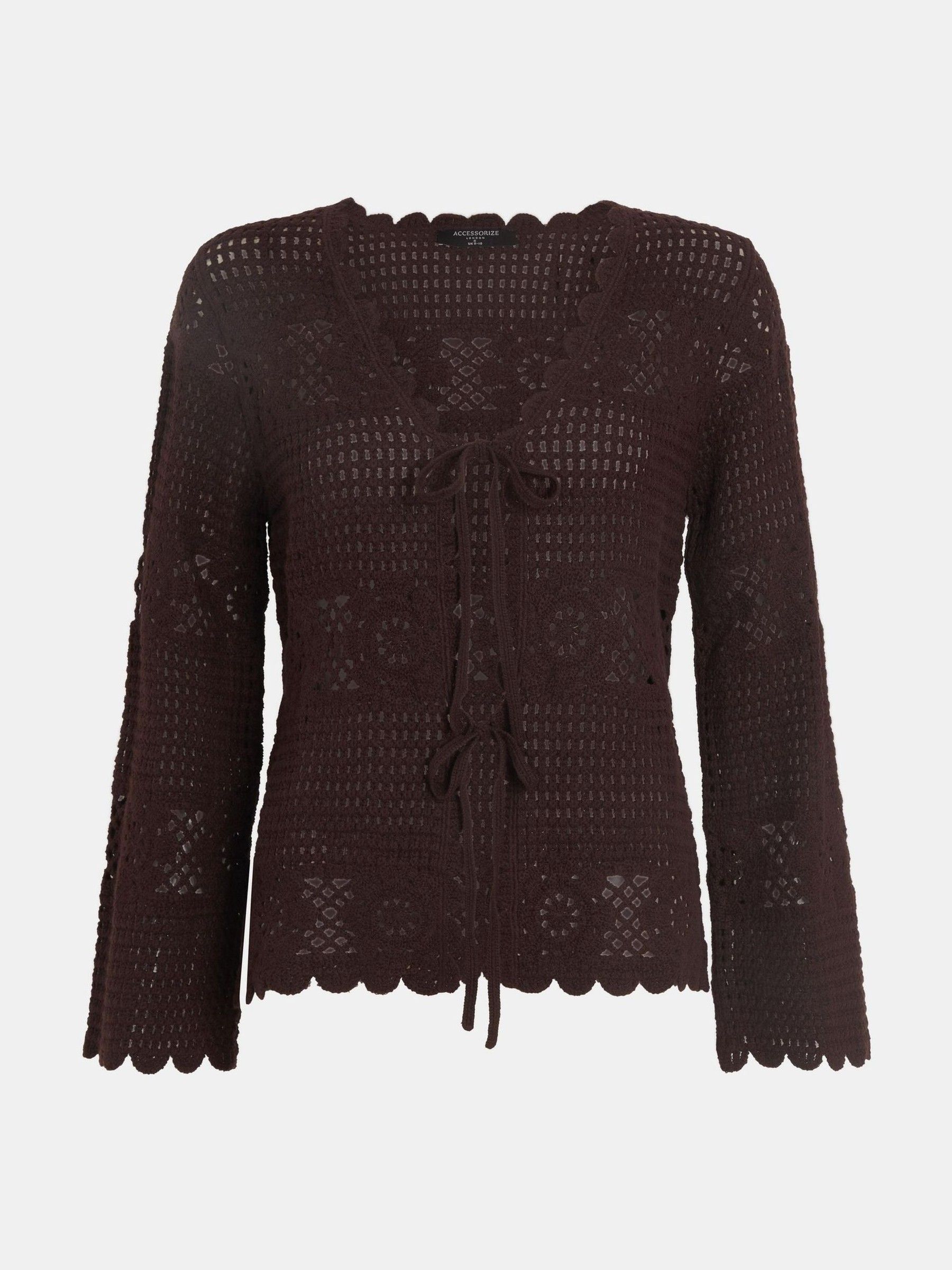 Buy Accessorize Brown Crochet Tie Front Cardigan from the Next UK