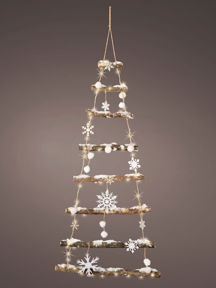 Decoris Natural Warm White 100cm Wooden LED Hanging Christmas Tree Decoration - Image 2 of 3 Decoris Natural Warm White 100cm Wooden LED Hanging Christmas Tree Decoration - Image 2 of 3