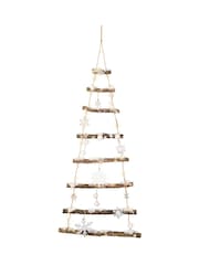 Decoris Natural Warm White 100cm Wooden LED Hanging Christmas Tree Decoration - Image 3 of 3