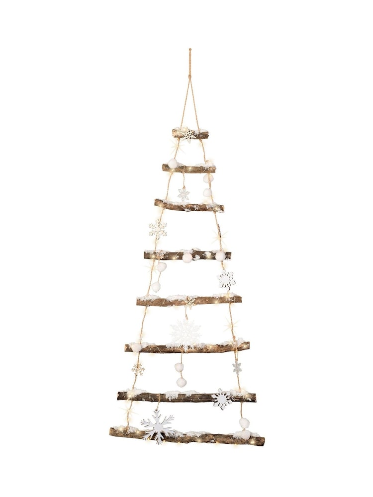 Decoris Natural Warm White 100cm Wooden LED Hanging Christmas Tree Decoration - Image 3 of 3 Decoris Natural Warm White 100cm Wooden LED Hanging Christmas Tree Decoration - Image 3 of 3