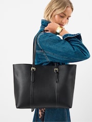 Accessorize Black Buckle Strap Laptop Tote Bag - Image 1 of 4