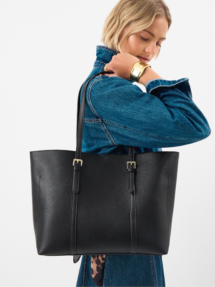 Accessorize Black Buckle Strap Laptop Tote Bag - Image 1 of 4 Accessorize Black Buckle Strap Laptop Tote Bag - Image 1 of 4