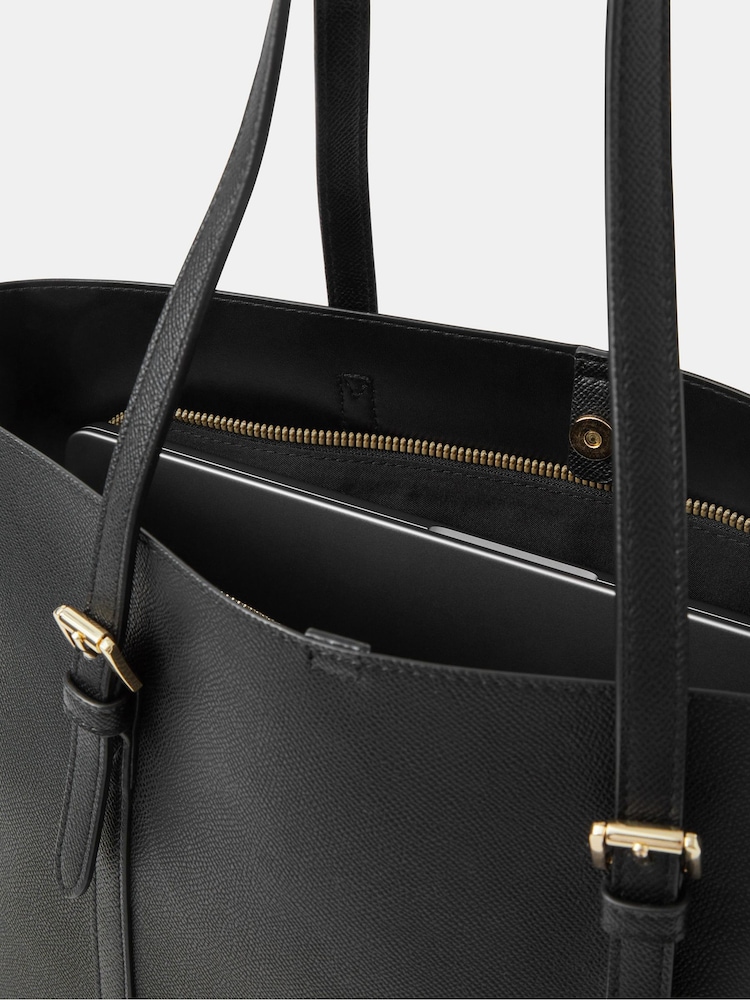 Accessorize Black Buckle Strap Laptop Tote Bag - Image 4 of 4 Accessorize Black Buckle Strap Laptop Tote Bag - Image 4 of 4