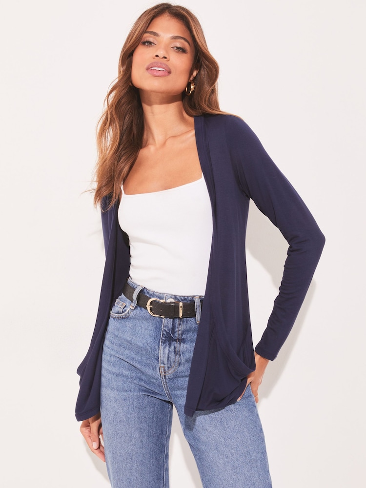 Lipsy Navy Pocket Front Long Sleeve Cardigan - Image 1 of 4