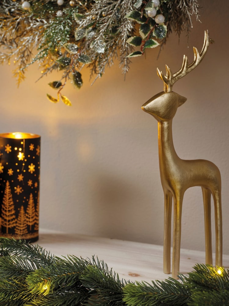 Decoris Gold Tone Christmas Reindeer Decoration - Image 1 of 3