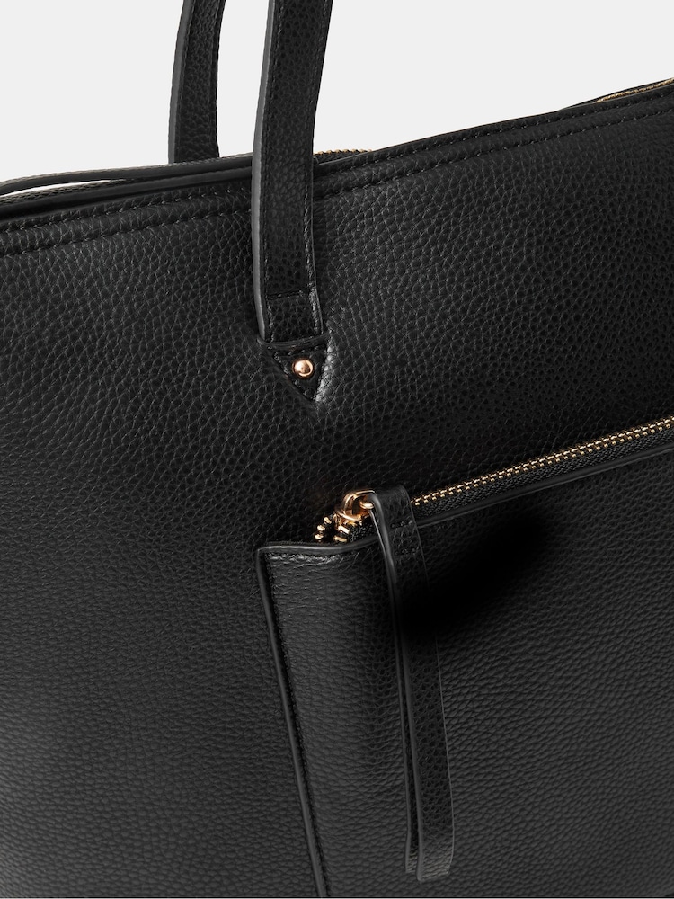 Accessorize Black Rachel Zip Front Laptop Tote Bag - Image 2 of 4