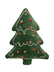 Decoris Green 48cm Velvet Christmas Tree Cushion - Image 2 of 2