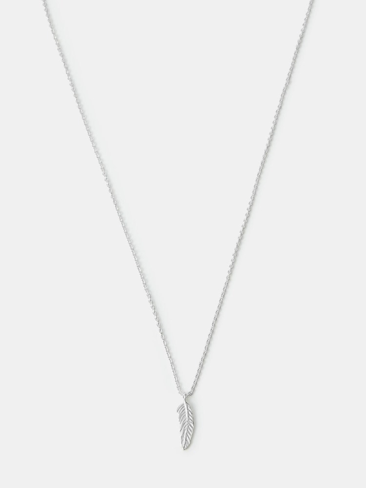 Accessorize 925 Sterling Silver Sterling Feather Pendant Necklace - Image 1 of 1 Accessorize 925 Sterling Silver Sterling Feather Pendant Necklace - Image 1 of 1