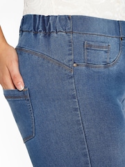Yours Curve Mid Blue Pull On Bum Shaper Lola Jeggings - Image 3 of 3
