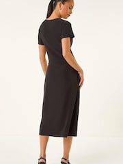 Roman Black Petite Twist Front Midi Dress - Image 3 of 5