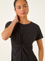 Roman Black Petite Twist Front Midi Dress - Image 4 of 5