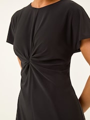Roman Black Petite Twist Front Midi Dress - Image 5 of 5