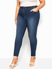 Yours Blue Curve 30 inch Skinny Stretch Ava Jeans - Image 1 of 4