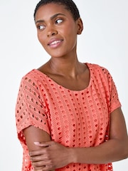Roman Orange Cut Out Detail Stretch Top - Image 1 of 5